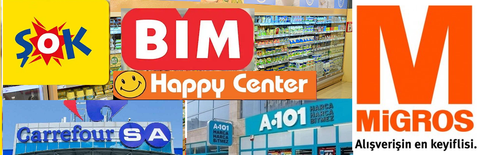 فروشگه‌های زنجیره‌ای در ترکیه.میگروس، بیم، کارفور، شوک، هپی سنتر و آ101